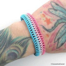 Transgender pride bracelet, stretchy chainmail bracelet, trans pride jewelry - £27.17 GBP