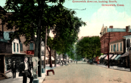 Greenwich Avenue Connecticut Looking South Antique Postcard - £12.66 GBP