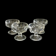Vintage French Glass Dessert Pedestal Goblet Bowl Ice Cream Soda Float Set of 4 - £21.43 GBP