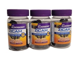 3 X Zicam Cold Remedy Medicated Fruit Drops Elderberry 25 Count Each 07/... - £15.78 GBP