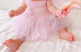 A Little Lacey poppy dotted swiss romper dress Pink - $52.00