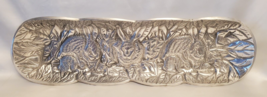 Spring Easter Bunny Rabbits 18 in Platter Handmade Hammered Aluminum Tray - $134.58 MXN