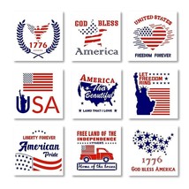 Liberty Love: Patriotic America Flag Stencils Set - 9 Pieces, 10x10 inch Labor D - £21.39 GBP