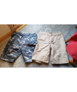 NICE LOT of 2 Boys Shorts Vans Khaki Camo Black Tan Ring of Fire Zip sz- 12 - $38.96 CAD