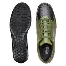 Men's Belvedere Sneakers Corvo Genuine Ostrich/Italian Leather Black/Olive Y36 image 2