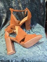 Bamboo Women’s Shoes Rust Brown Ankle Strap Heels Strappy Sandals Sz 9 Nwot - £13.85 GBP