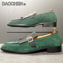 Nd men loafers shoes slip on mens dress casual leather shoes suede tassels buckle strap thumb200