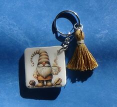 Cute Coffee Gnome - Handmade Keychain - $15.00