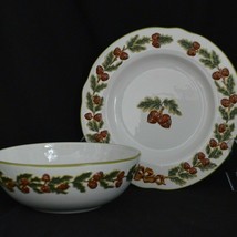 Serving Bowl and Serving Platter Acorn and Oak Leaf Thanksgiving Fall Pottery - £31.95 GBP