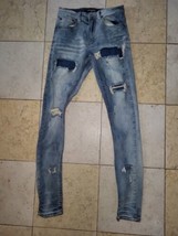 Serenede Jeans Mens 28x32 Distresed Skinny Denim Medium Wash Streetwear ... - £34.20 GBP