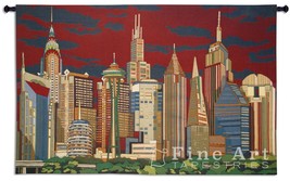 63x41 CITYLINERS Skyscraper Building Landscape Tapestry Wall Hanging  - £142.44 GBP