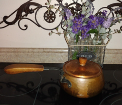 VTG Stockli Netstal SWISS Hammered Copper Sauce Pot w/Lid &amp; Wood/Iron Handle - £56.08 GBP