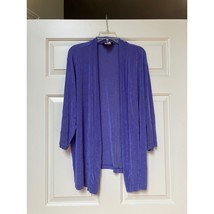 Slinky Brand Purple Cardigan Open Front Stretch Comfy Lightweight Plus S... - $21.78