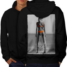 Beach Girl Bikini Sexy Sweatshirt Hoody Orange Bikini Men Hoodie Back - £16.73 GBP