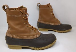 Vintage LL Bean Duck Boots Tan Brown Leather Rubber Waterproof Women&#39;s Size 7 M - £30.52 GBP