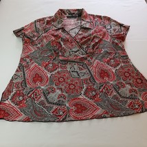 Blue Diamond Women's Paisley Red & Gray Blouse Top Size 20 image 6