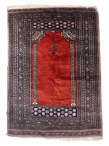 Handmade Vintage Pakistani Lahore Prayer Rug 2.7&#39; x 3.8&#39; (83cm x 116cm),... - $285.12 CAD
