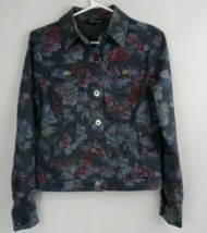 Baccini  Women&#39;s Lightweight Denim Style Floral Jacket Size Small - £15.14 GBP
