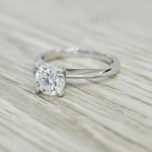 Vintage 1.25Ct Künstlicher Diamant 14K Weiß Vergoldet Verlobung Hochzeit Ring - £104.52 GBP