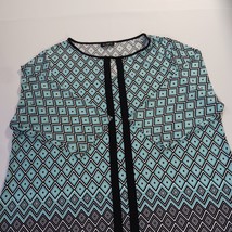 Nue Options Women’s Green/Black Geometric 3/4 Sleeve Blouse Size 2X Chest 52" image 14