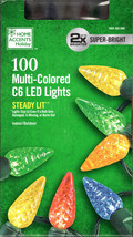 HOME ACCENTS HOLIDAY 1002 482 580 100CT MULTICOLOR LED C6 33&#39; GREEN STRI... - $24.98