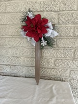 Christmas Cemetery Cross: Poinsettia grave flowers, Christmas Grave Decor - $26.00