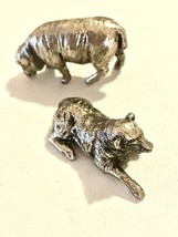 Pewter Vintage Sheep Pair 1 To 2 Inch Great Detail Unsigned - £10.82 GBP