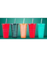 Starbucks Holiday Christmas 2019 Reusable Cold Cups w/ Lids &amp; Straws 5 P... - $40.73 CAD