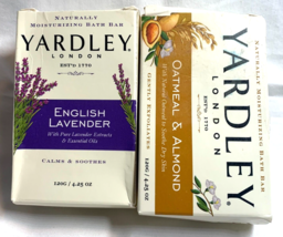 Yardley Bar Soap. Lot Of 2 Lavender and Oatmeal &amp; Almond Boxes has Wear - £6.95 GBP