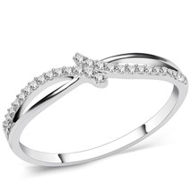 Beautiful Micro Pave CZ Split Shank 925 Sterling Silver Stackable Wedding Ring - £60.20 GBP