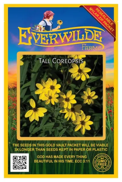 200 Tall Coreopsis Wildflower Seeds Farms Mylar Seed Packet Fresh Garden - £6.77 GBP