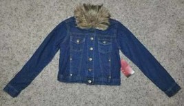 Girls Jacket Shampoo Blue Denim Button Up Long Sleeve Removeable Collar-size 4 - $18.81