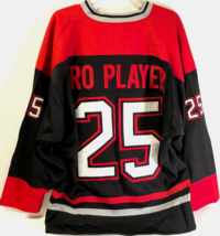 PRO PLAYER #25 Vintage 90s Stitched Black Red Hockey Jersey L - £73.56 GBP