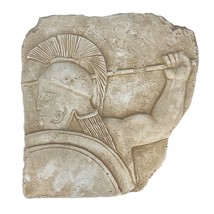 Leonidas King of Sparta Warrior Bas Relief Wall Décor Sculpture Cast Stone - £69.46 GBP