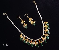 Kundan Meena Wear One Layer Muslim Punjabi Bridal Earrings Jewelry Necklace Set0 - £16.17 GBP