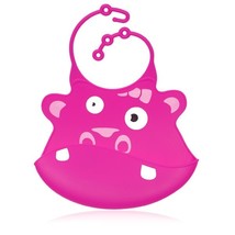 Pink Hippo Silicone Baby Bib - Ulubulu - CPSIA Compliant - Fun Toddler Bib - £11.70 GBP