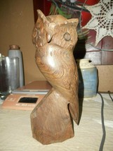 Vintage Owl Ironwood Hand Carved Figurine Figure 8 1/4 in Tall Shelf Decor - £19.65 GBP