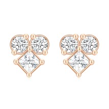 Round Cut Snowflake Shape Moissanite Studs Earrings 925 Silver 10K 14K 18K Gold - £50.14 GBP