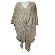 CHI coracao Portugal Beige woven Knit wool poncho Pullover sweater OS - $39.59