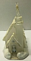 Lighted 7&quot; Tall Snow Covered Clear Village Church - £11.87 GBP