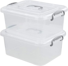 Nesmilers 8-Liter Plastic Box Set, 2 Packs Storage Bin With Lid. - £27.91 GBP