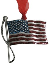 Gloria Duchin American Flag Patriotic Pewter Ornament New - Made In The Usa - $7.94