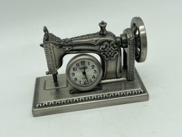 Timex Miniature Sewing Machine Quartz Clock Pewter Needs New Battery - $11.29