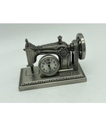 Timex Miniature Sewing Machine Quartz Clock Pewter Needs New Battery - £8.70 GBP