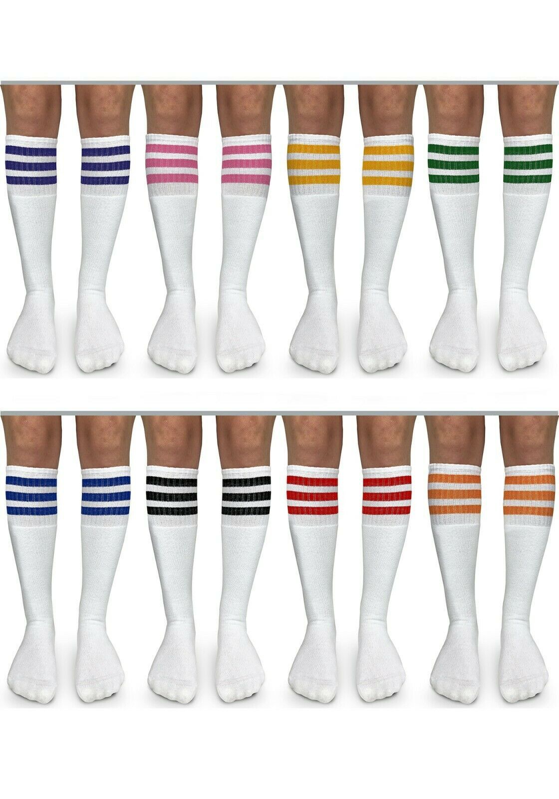 Jefferies Socks Boys Girls Stripe Vintage School Soccer Sport Knee Tube 3 Pairs