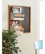 Rustic 23&quot;H Wooden Chalkboard With 2 Metal Mail Pocket Organizer Wall Rack - $218.81 CAD