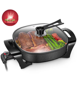 Electric Skillet, 12 Inch Deep Non Stick Electric Skillet with Glass Cov... - $1,041.21 MXN
