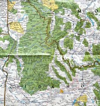 Map WA OR ID MO WY Close Up USA 1 1988 Vintage National Geographic 22 x 34&quot; E36 - £19.61 GBP