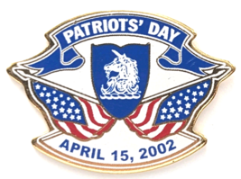 Patriots’ Day 2002 Pin April 15 MA Massachusetts Flag Shield Unicorn Ash... - €11,05 EUR