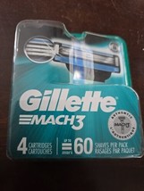 1 Pkg New Gillette MACH3 Men&#39;s Razor Blade Refill Cartridges 4 Ct.(ZZ59) - £10.27 GBP